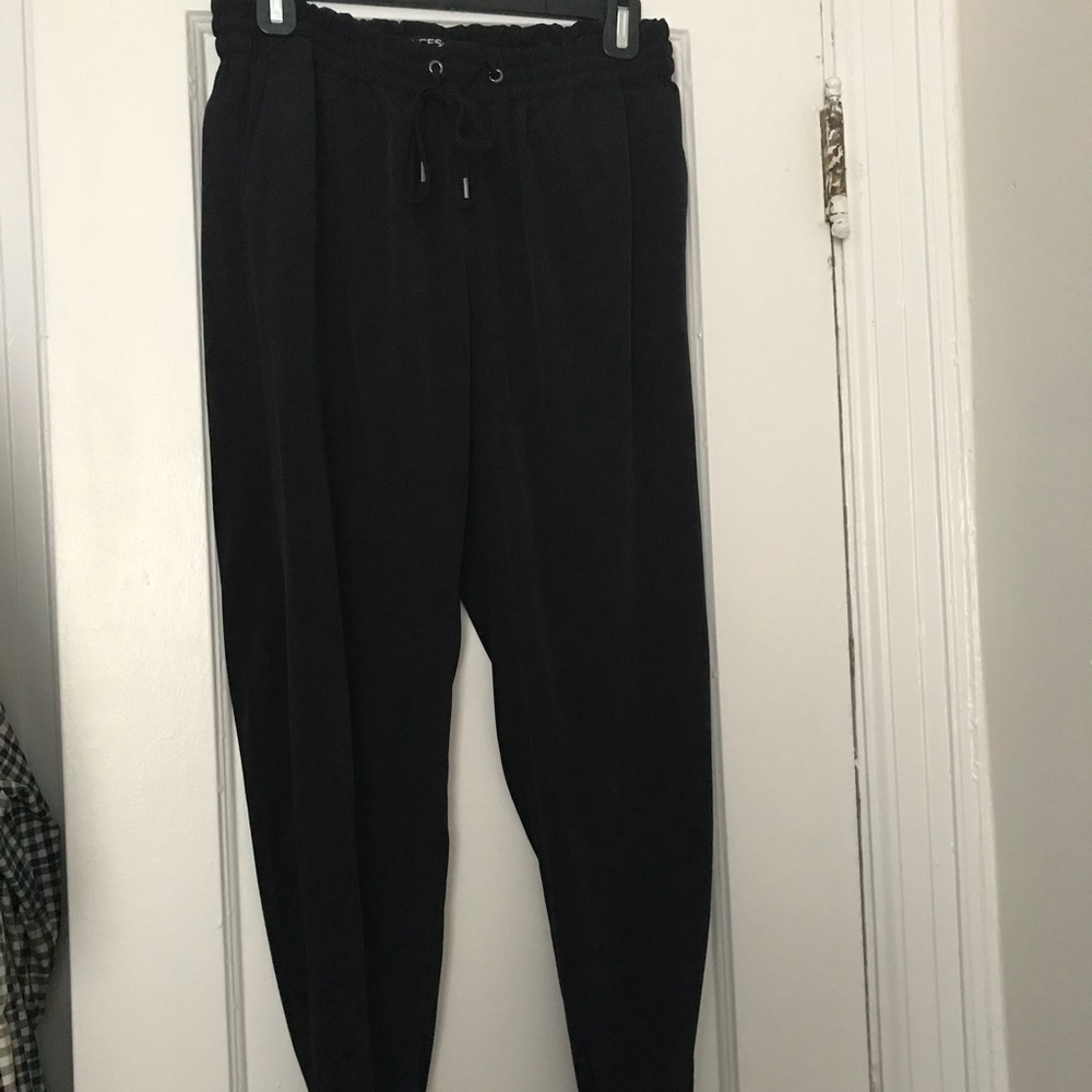 Black silky joggers